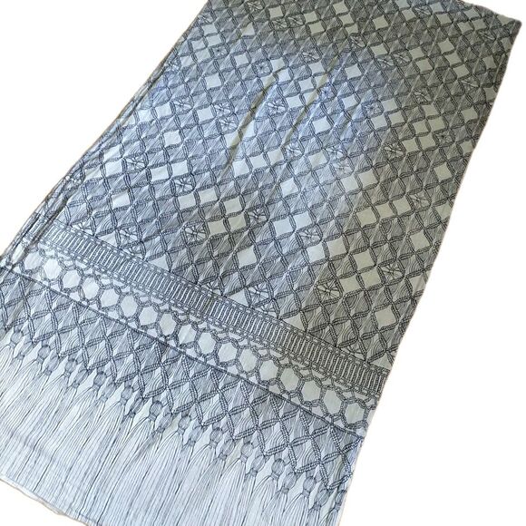 Mara Hoffman Curtains White Blue Geometric Cotton Lined 48x91" 2x Panels